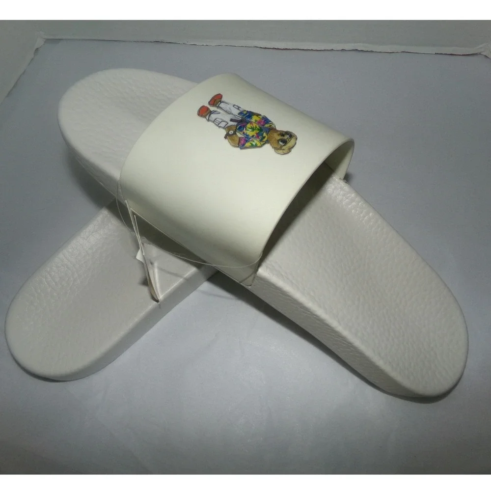 Polo Ralph Lauren Mens 13.0 Off White Polo Bear Slides Sandals